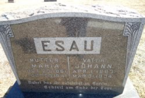 Gravestone for Maria Wipf Esau and Johann Esau