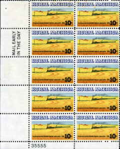 A sheet of commemorative wheat centennial stamps